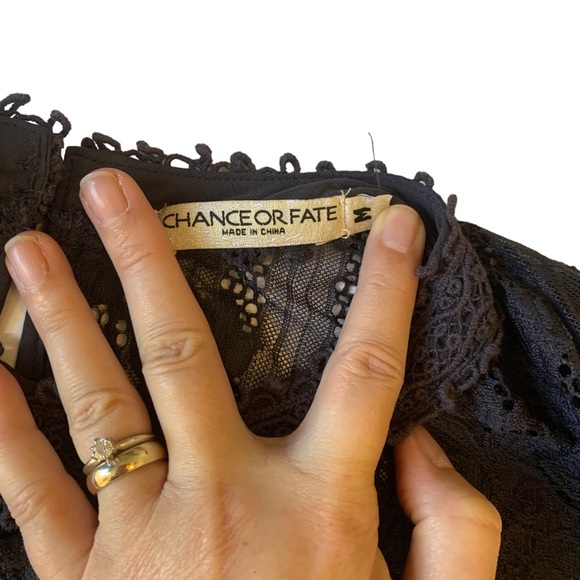 Chance or Fate Lacy High Neck Sheer Blouse Navy Blue Size M - Picture 8 of 12